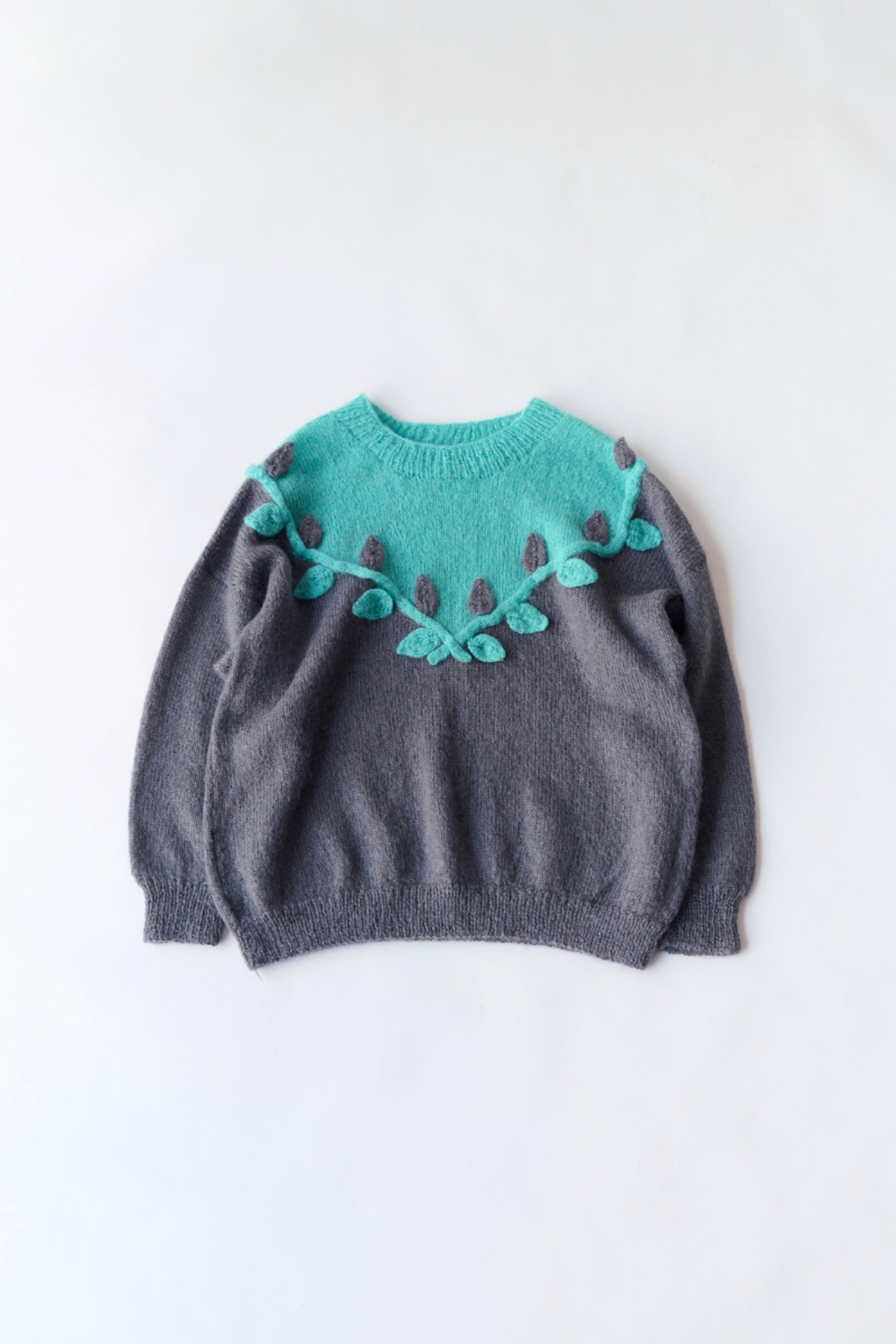 Ramune green bicolor mohair sweater