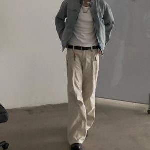 ショートスタンドカラーデニムジャケット　0879