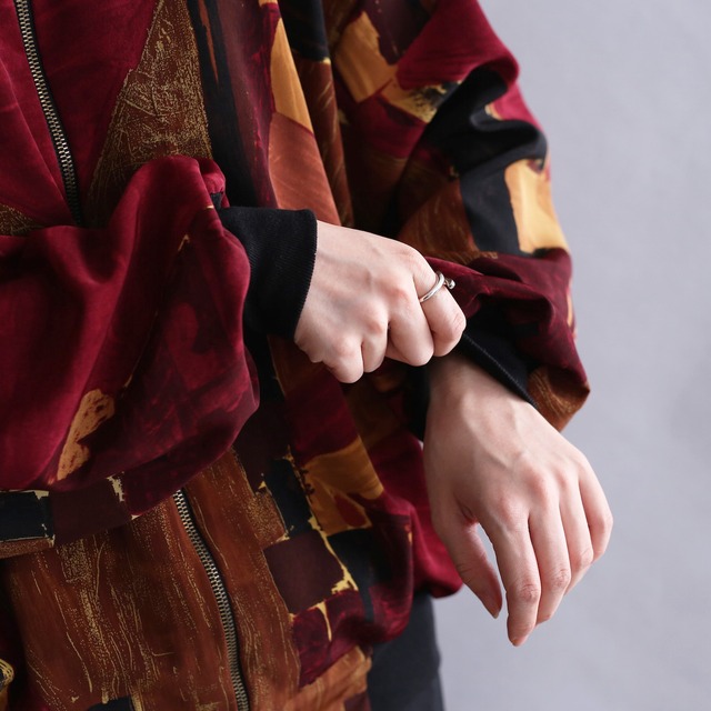art graphic pattern zip up blouson