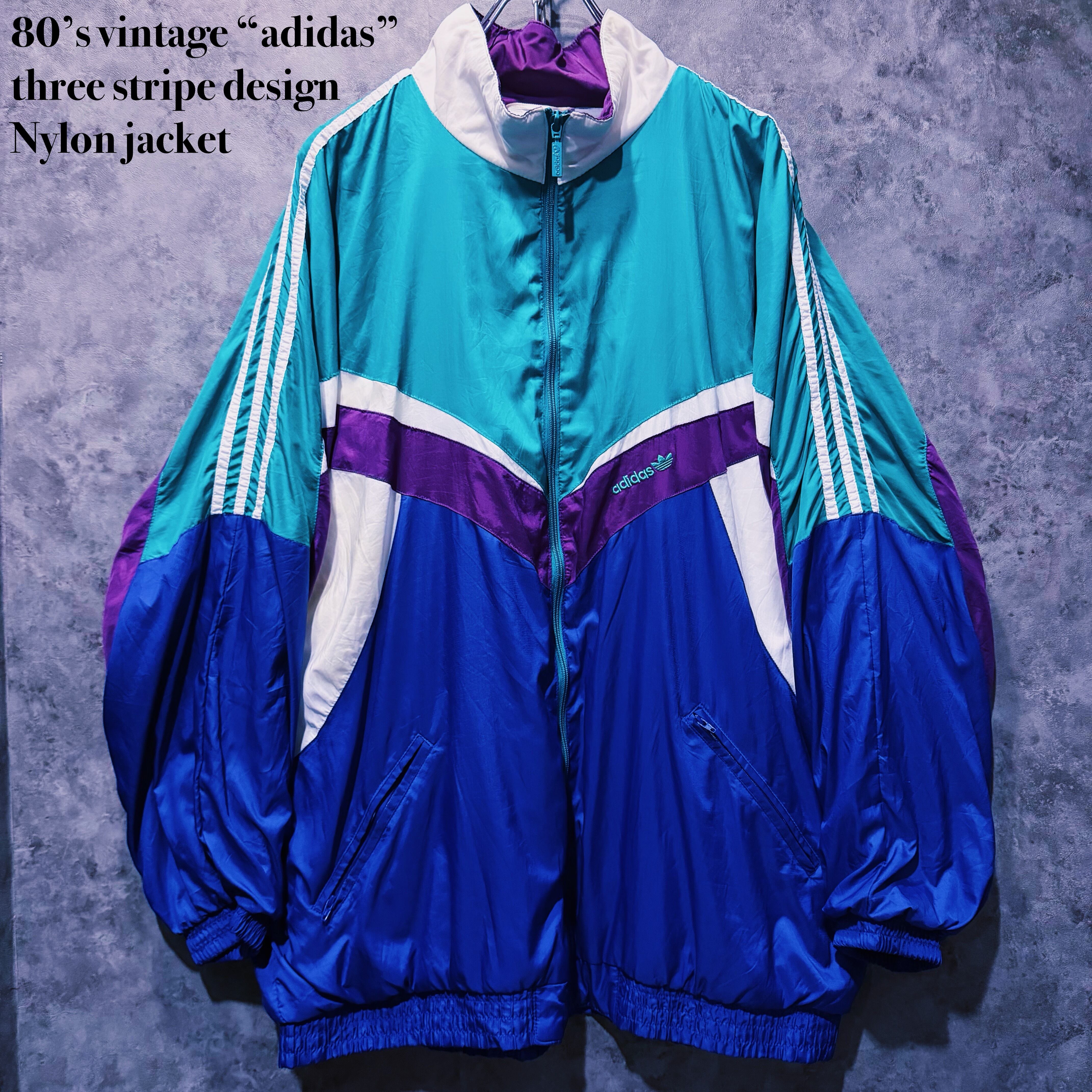【doppio】80’s vintage “adidas” three stripe design Nylon jacket