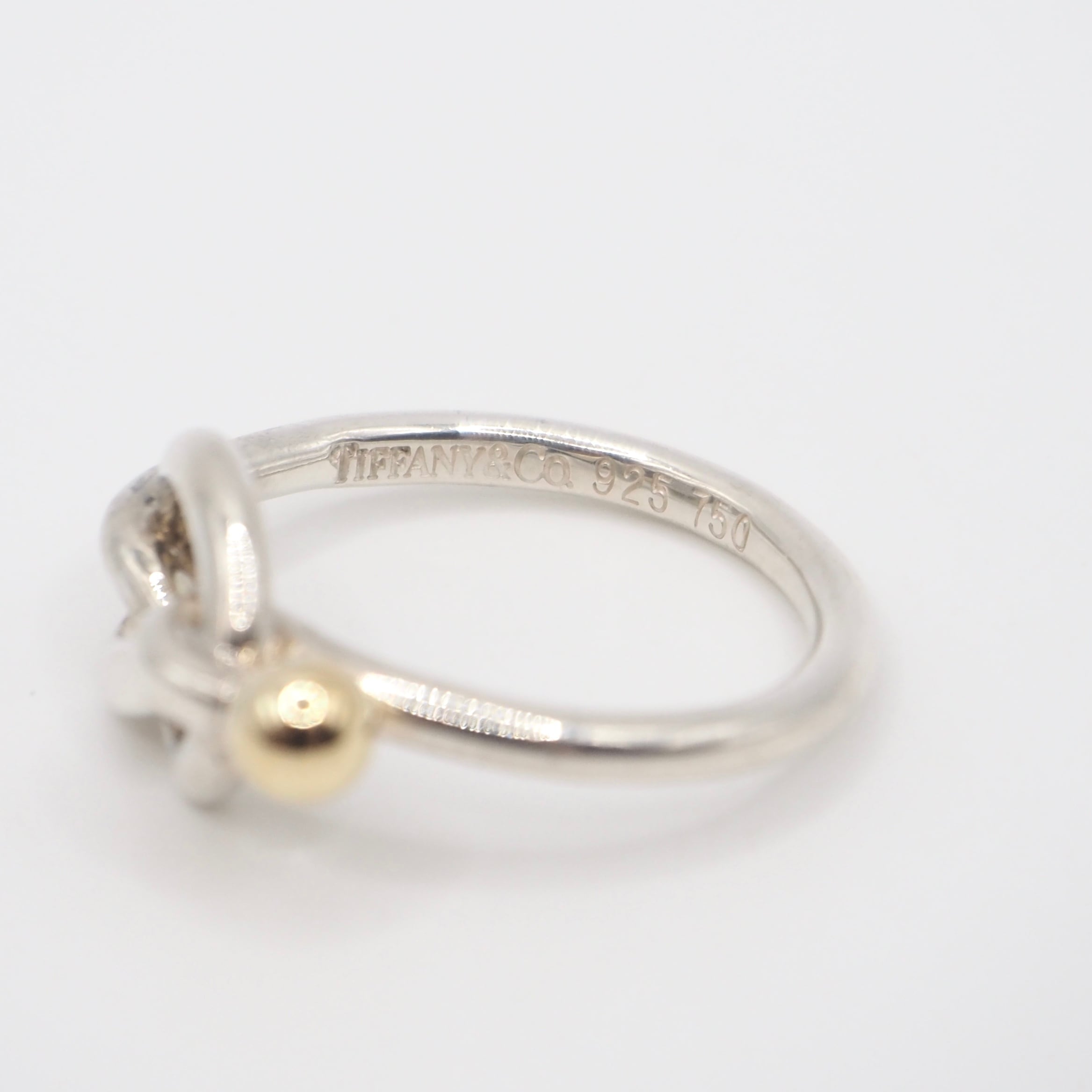 Tiffany&Co. 約11.5号 ラブノット リング シルバー925 K18