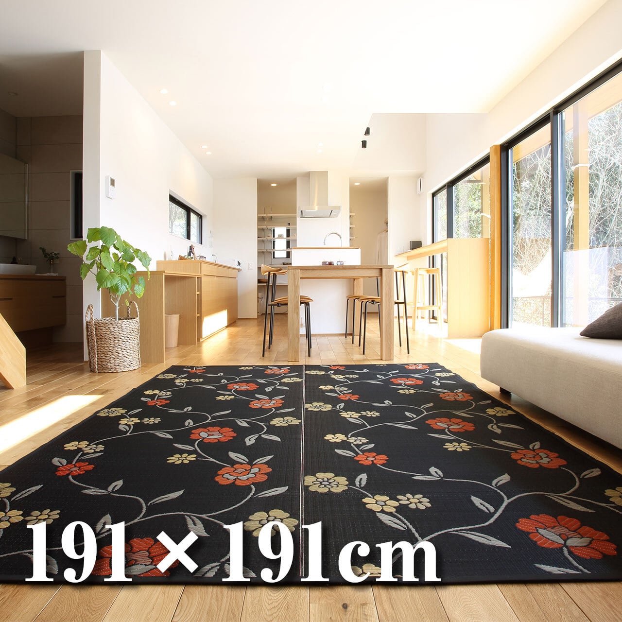 国産 福岡花ござラグ】レガリア 191×191cm 裏貼り加工有 | 松正 福岡花