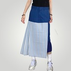 ZOZOTTE  remake asymmetry skirt／リメイク アシンメトリースカート／ブルー×ストライプ柄