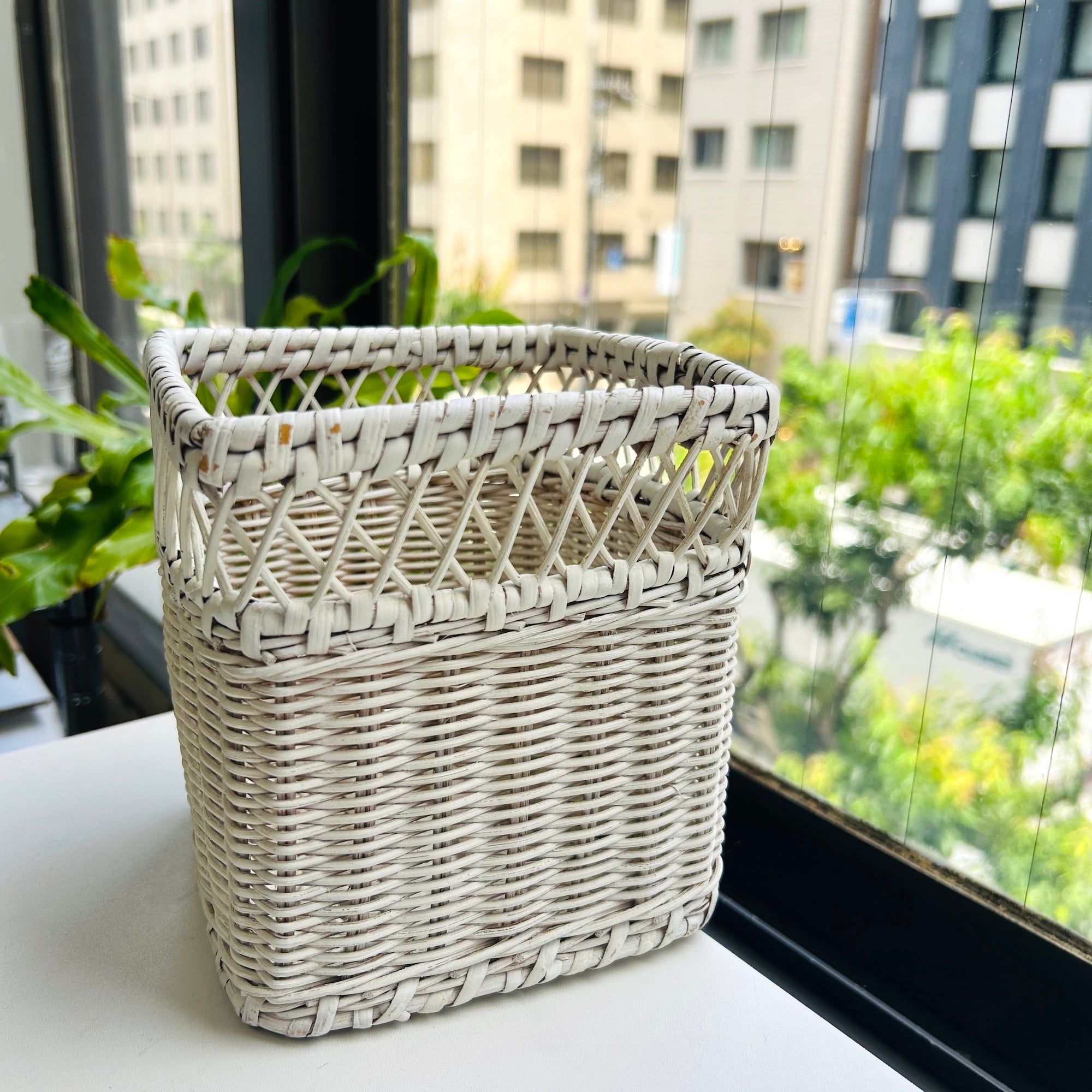 vintage White ラタン籠 ミニボックス | Milo Antiques & Vintage