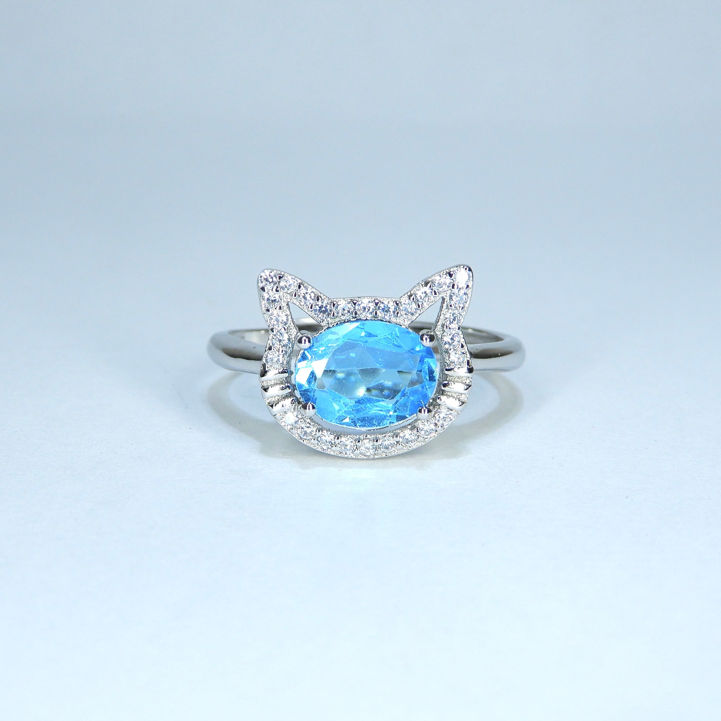 ねこRing♦︎スイスブルートパーズ♦︎WGカラー