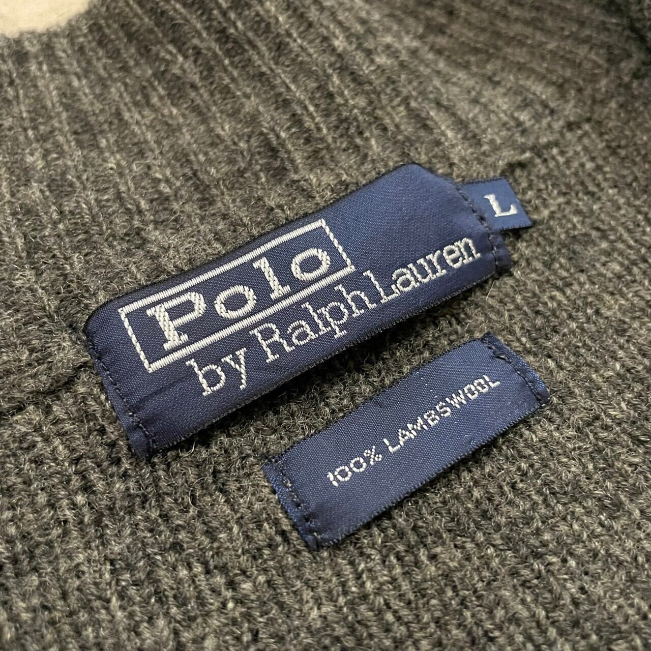 Polo Ralph Lauren〗90's Lamb wool elbowpatch design driver knit