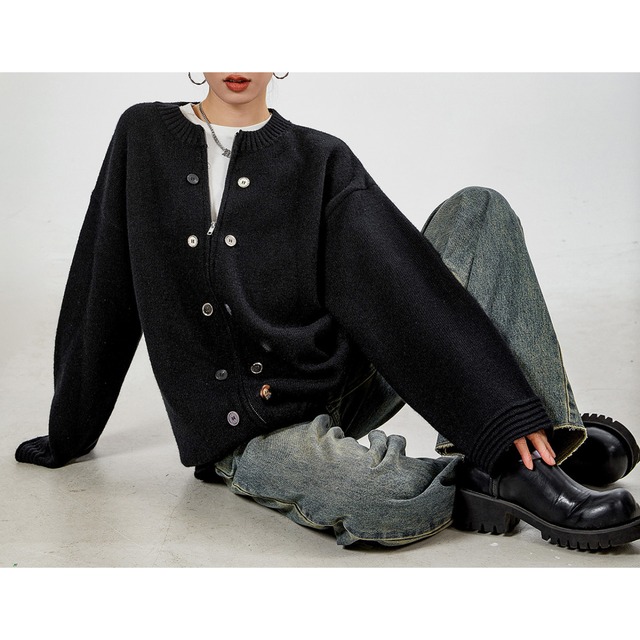 button knit cardigan　ボタンニットカーディガン　J0494