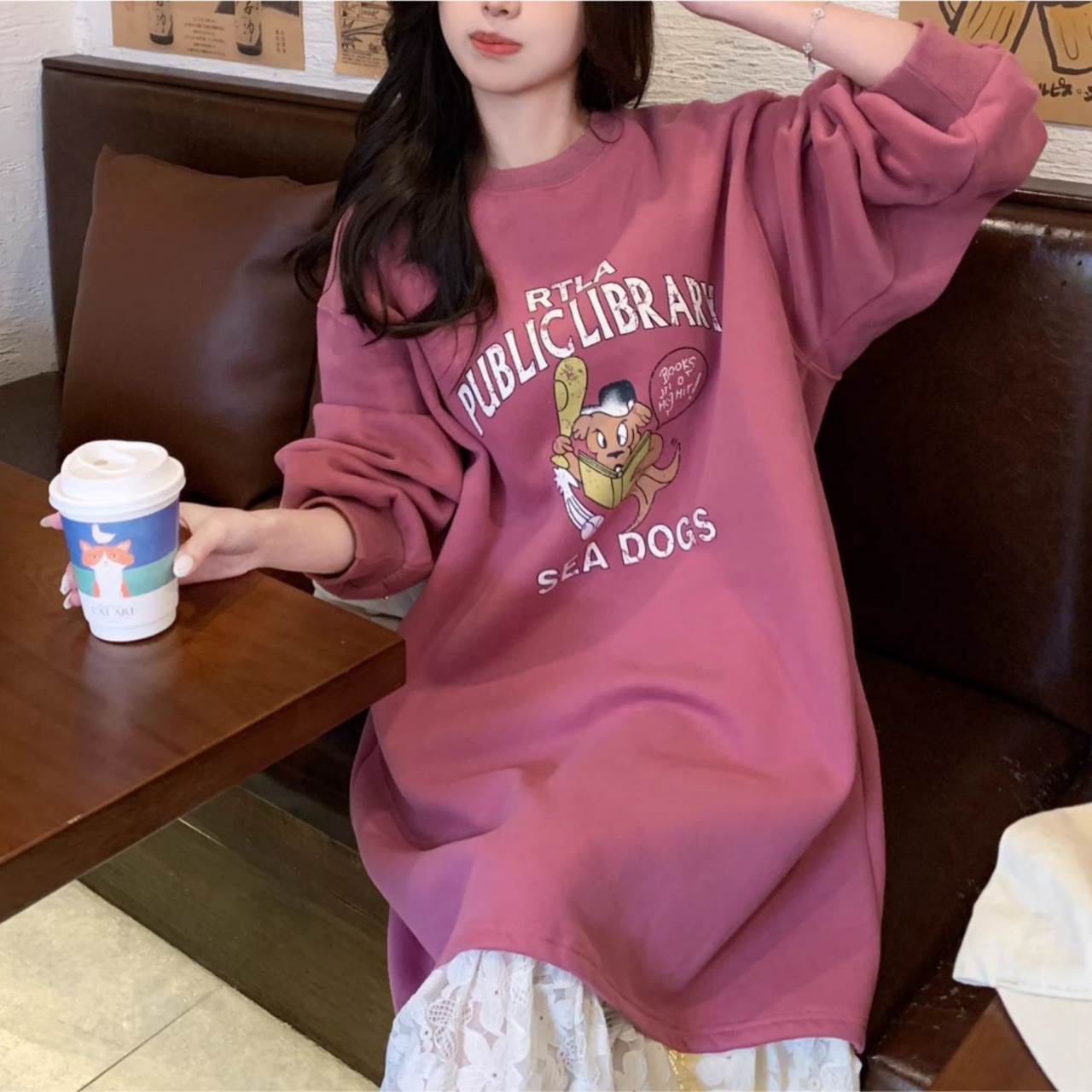 Patchwork Long Sweatshirt Dress 5003