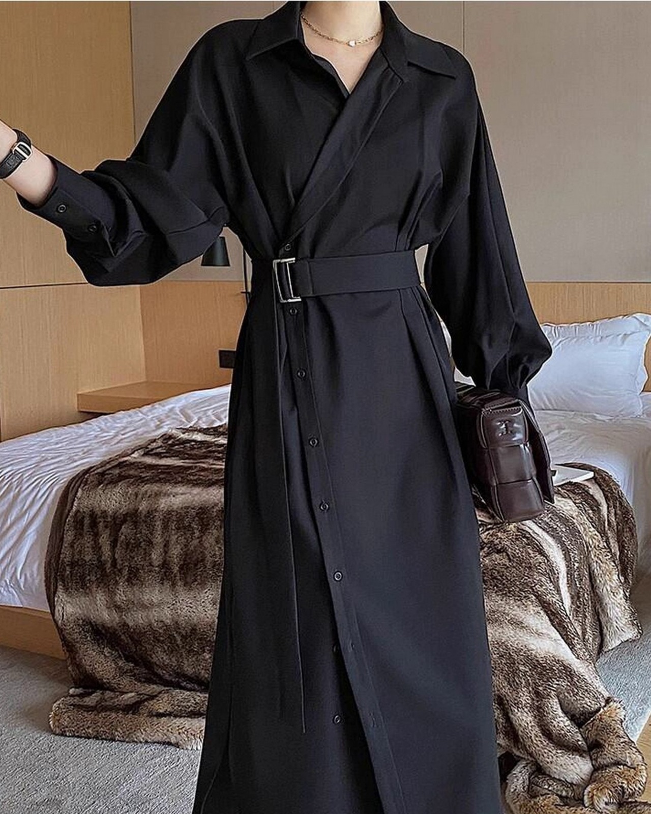 ベルトシャツロングワンピース A0559 - 5