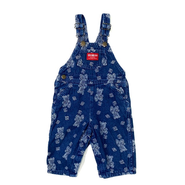 kids】80年代 USA製 オシュコシュ くま柄 総柄 オーバーオール 