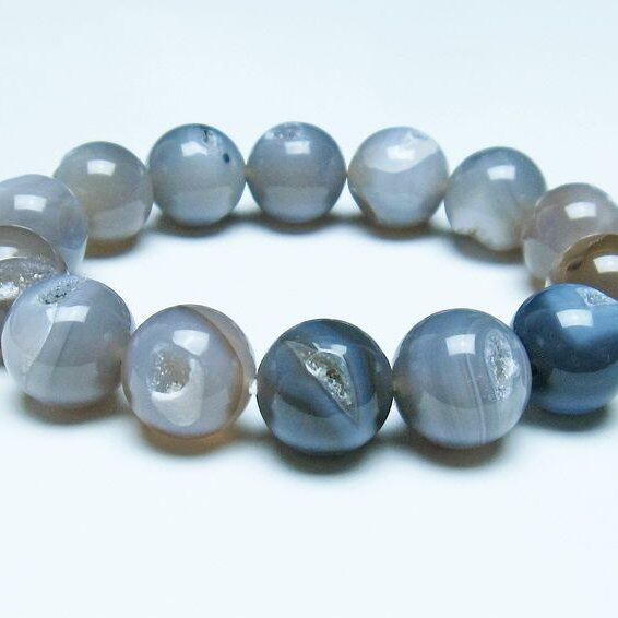 アゲート 笑口ブレスレット 16mm 一点物 メール便可 [M便 1/10] 111-39631