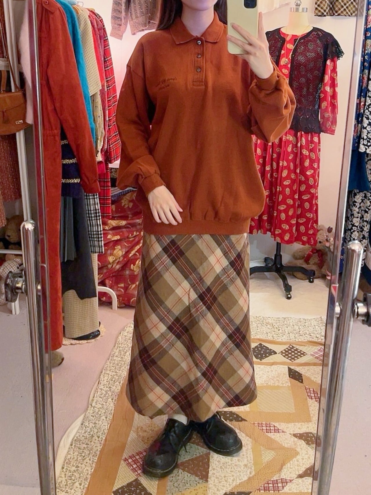 orange brown polo knit