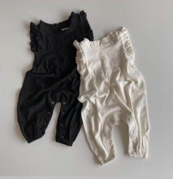 【BABY&KID】韓国風 ナチュラルノースリーブオールインワン