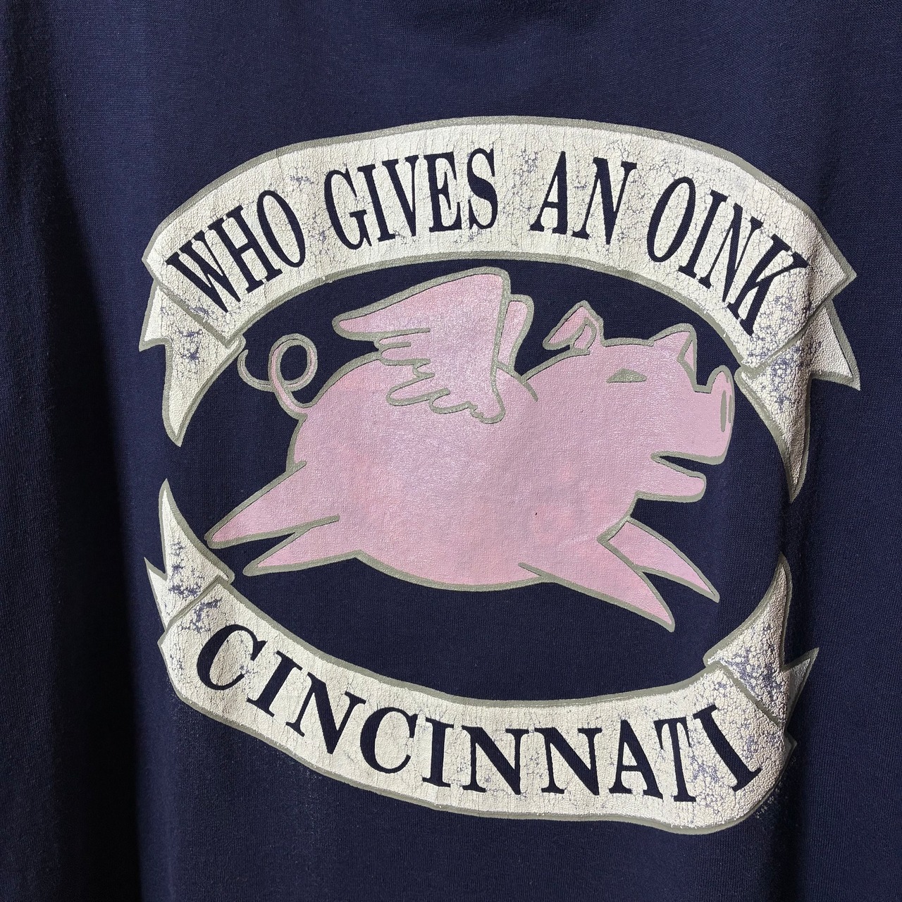 90s USA製 WOLF ヴィンテージTシャツ ネイビー ブタ