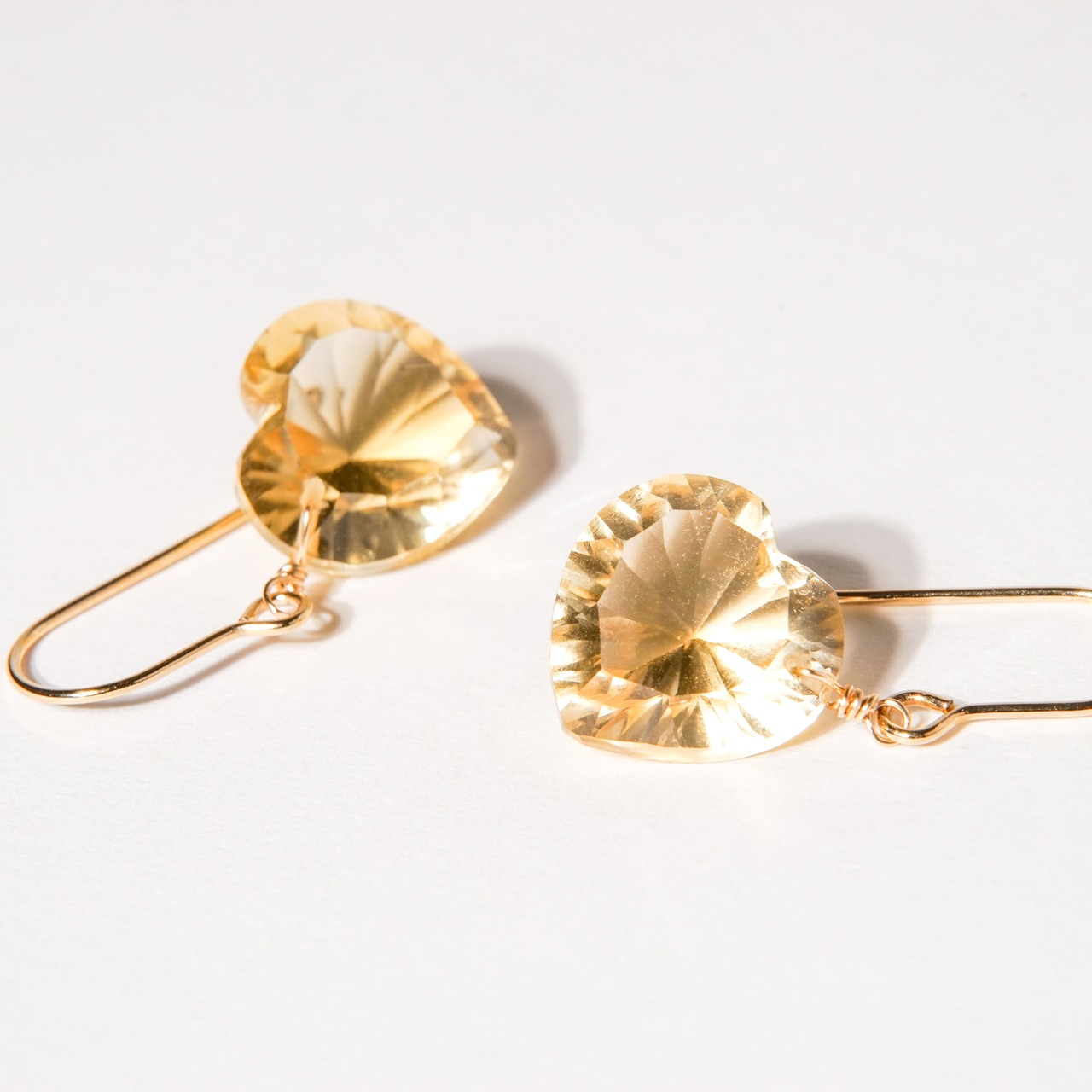 【シトリン】ハート ピアス・イヤリング