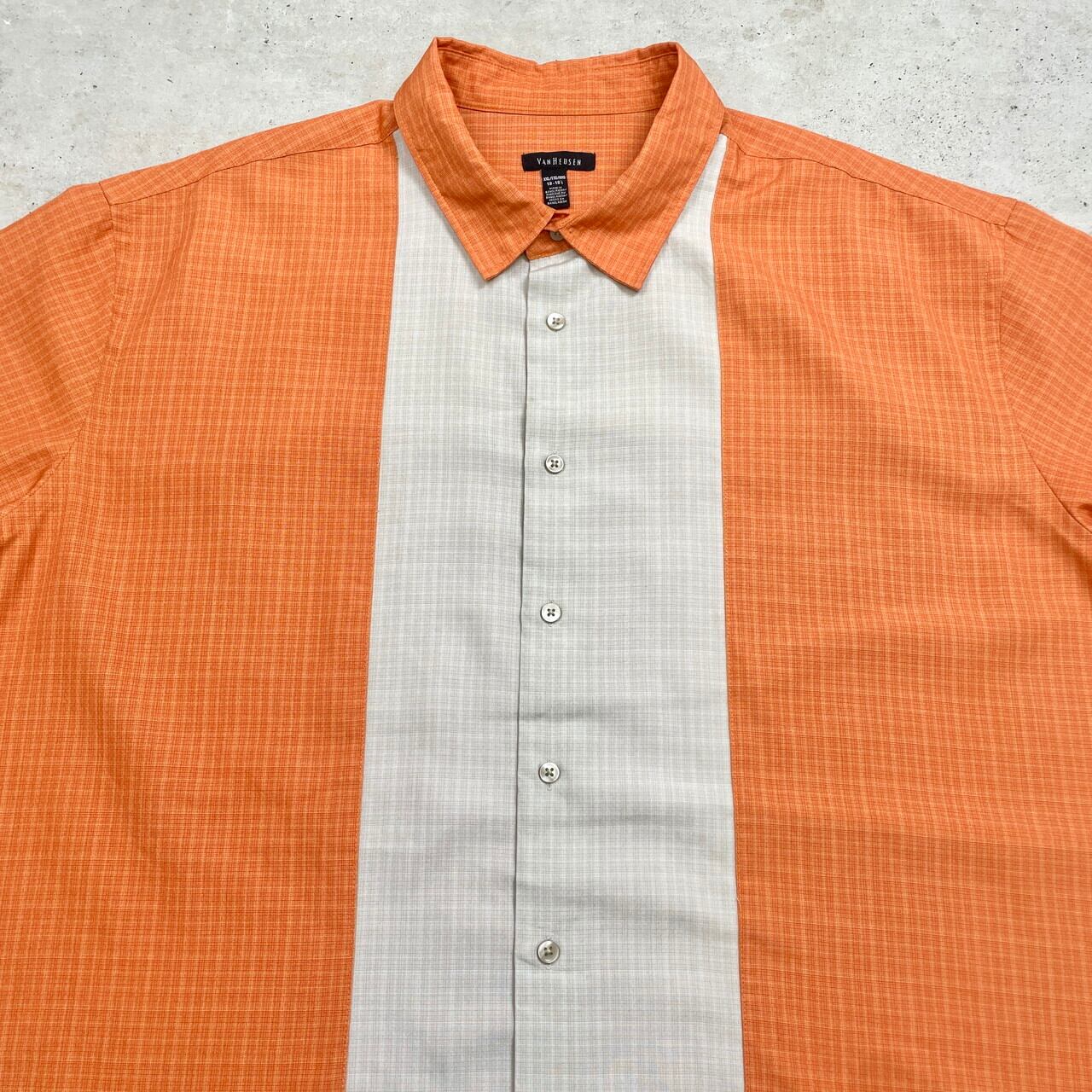 VAN HEUSEN ツートンカラー 半袖シャツ 総柄 メンズ2XL 古着 切り替え