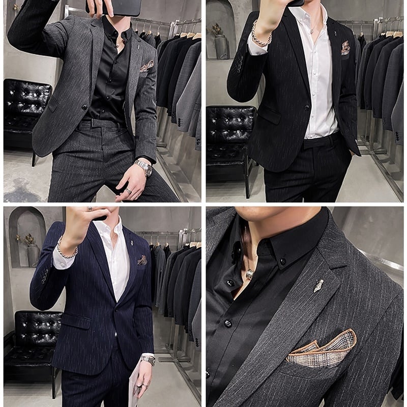 ツーピース ストライプ スリムフィットスーツ 3カラー LB0007 | LIBERD