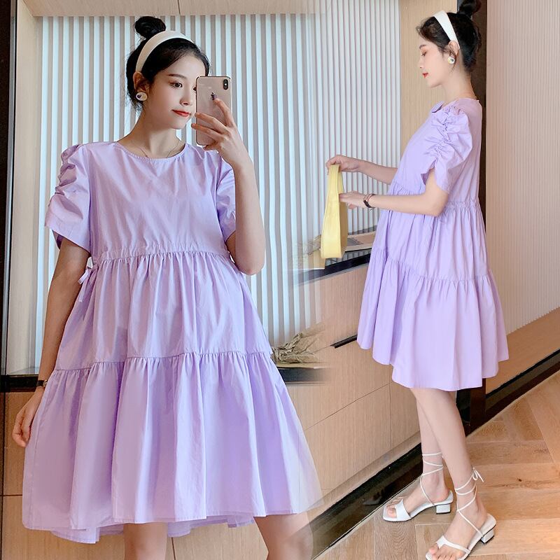 【新作】【送料無料】 マタニティウェア2020夏の新しいスタイルの綿とリネンのステッチタイドママケーキドレスファッションミドル丈ドレス妊婦-アリババ コットン サマー 夏物 expec283635854294