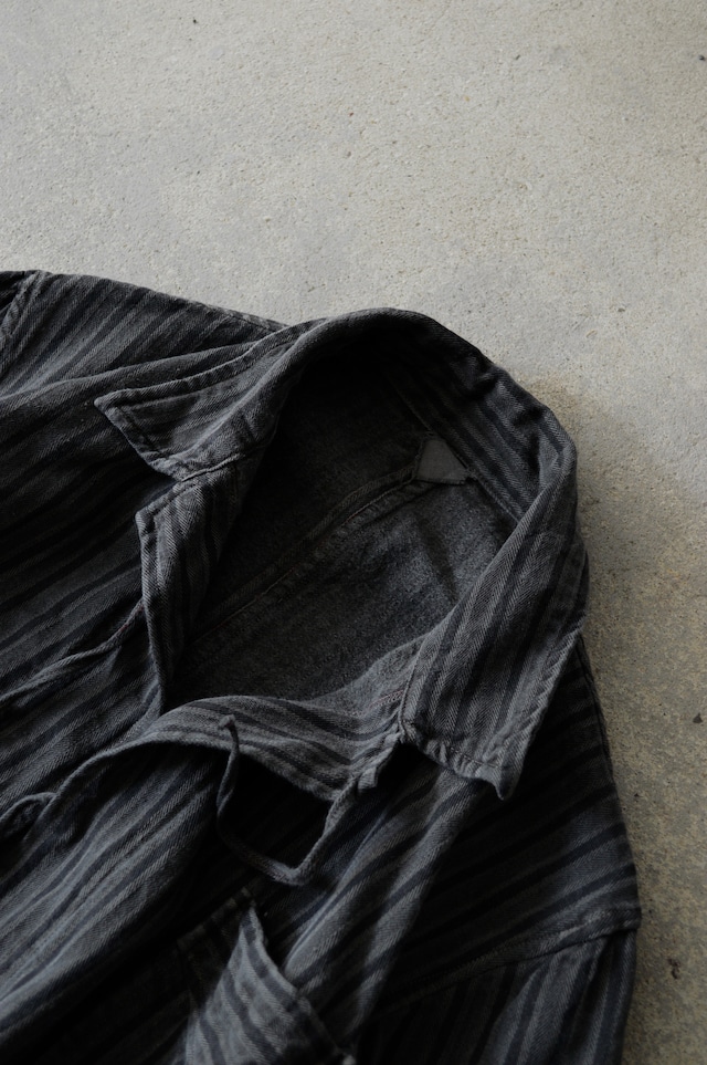 VENTITANK PROJECT Bulgarian Army 1950's-60's Dead Stock Custom Remade & Dyed Sumi Kuro Sleeping Shirt Jacket Type Black ブルガリア軍 スリーピングシャツ ジャケット 50s 黒染め