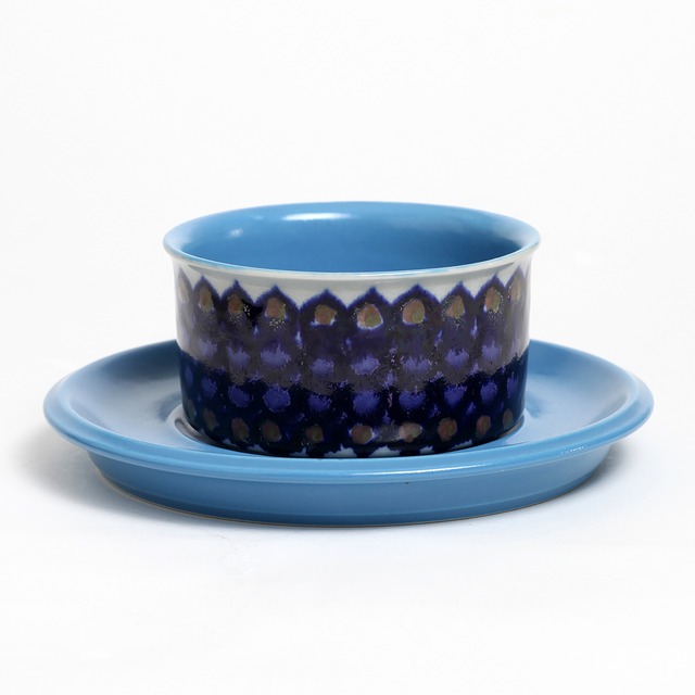 ARABIA アラビア Hilkka-Liisa Ahola ヒルッカ・リーサ・アホラ 葡萄色の玉模様のティーカップ＆ソーサー（空色） - 5 北欧ヴィンテージ