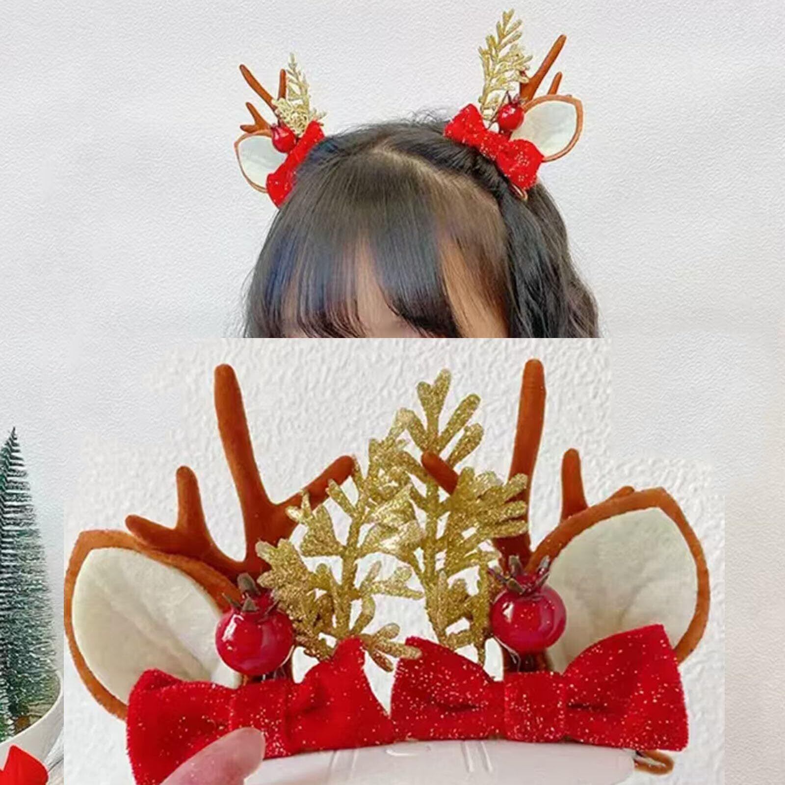 特価商品】[Frenflu] クリスマス ヘアクリップ 髪飾り 鹿の角 蝶々結び