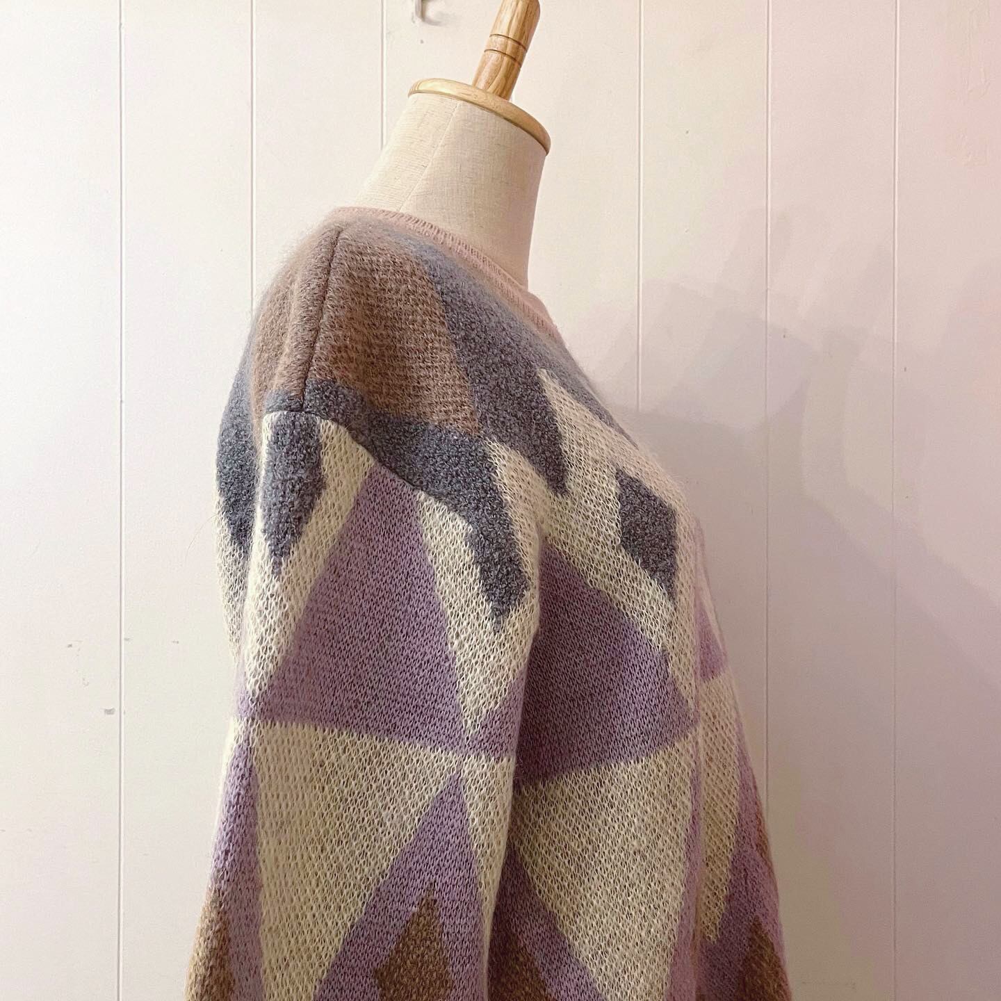 pastel argyle big knit sweater