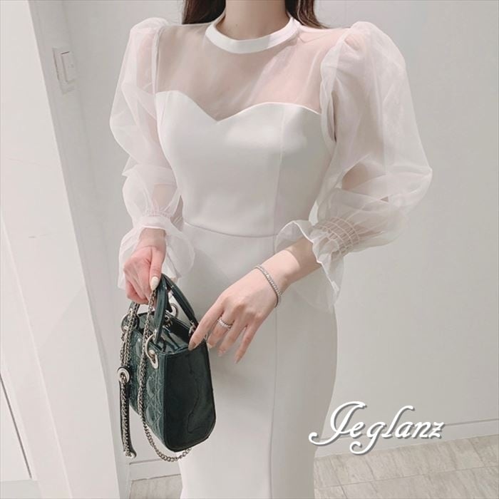 パーティドレス 結婚式 ワンピース 透け感 ティアード マーメイド ♪(M0050)ζ☆