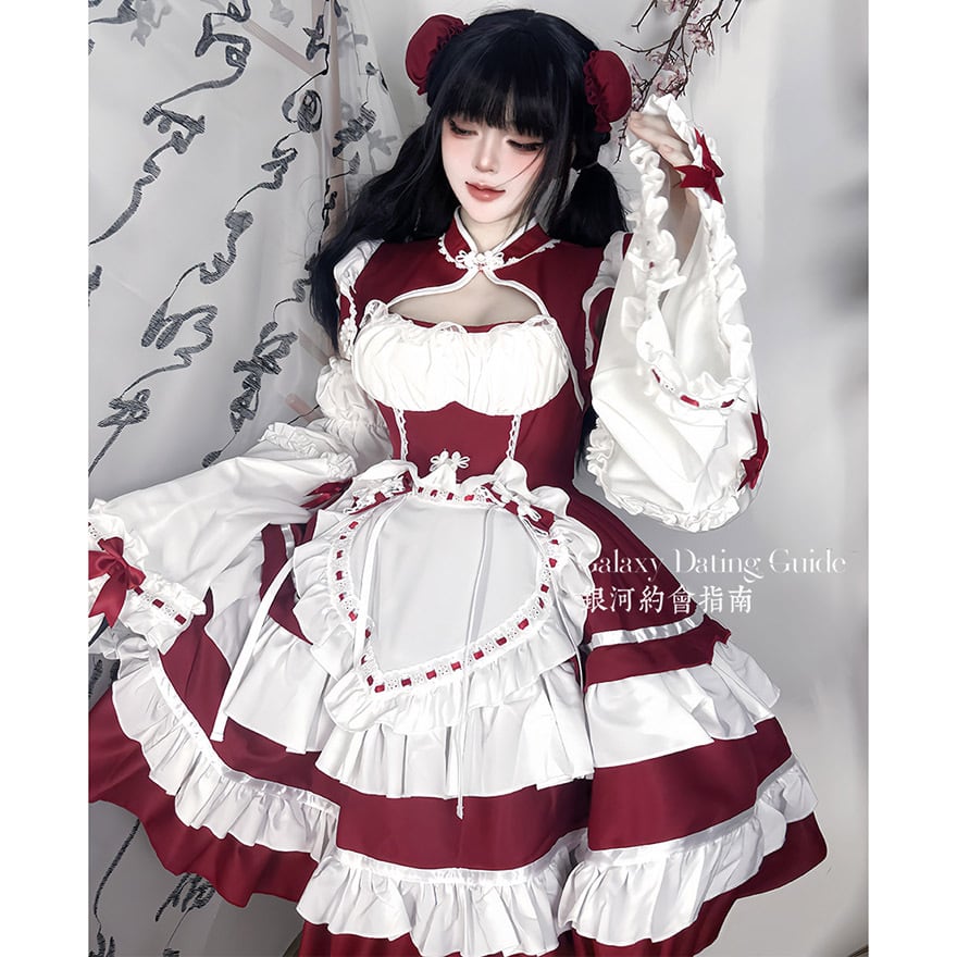 中華風メイド服 チャイナドレス 姫袖 アームカバー付き | ゴスロリ
