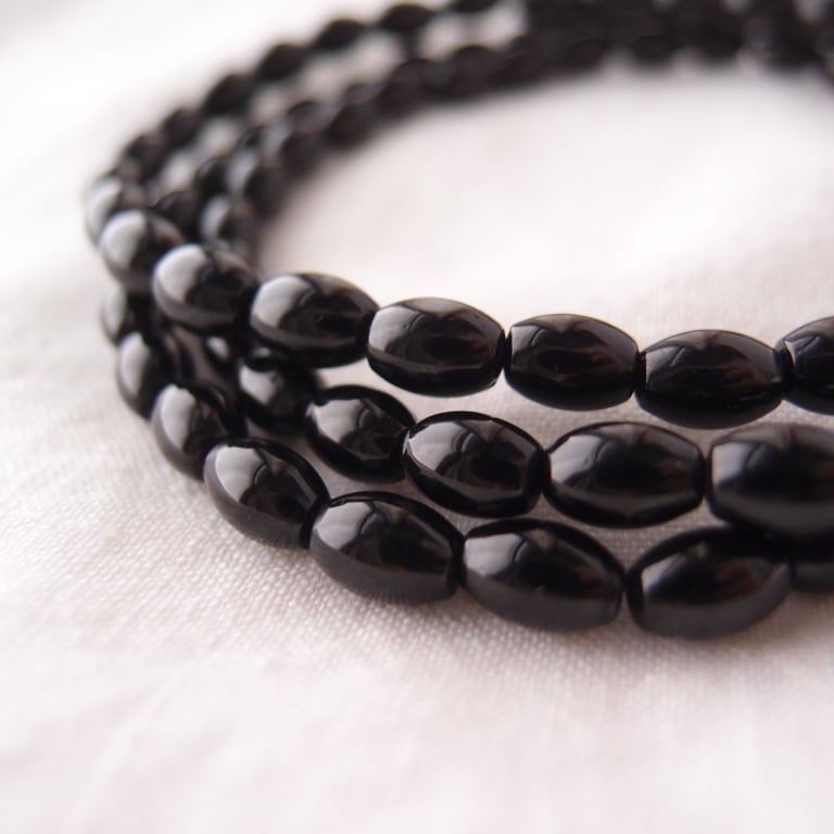 再入荷/Black Tourmaline Long Necklace /ブラックトルマリン ロングネックレス(Rice Shape)