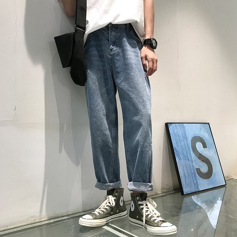 全2色 デニム パンツ ストレート カジュアル 無地 おしゃれ