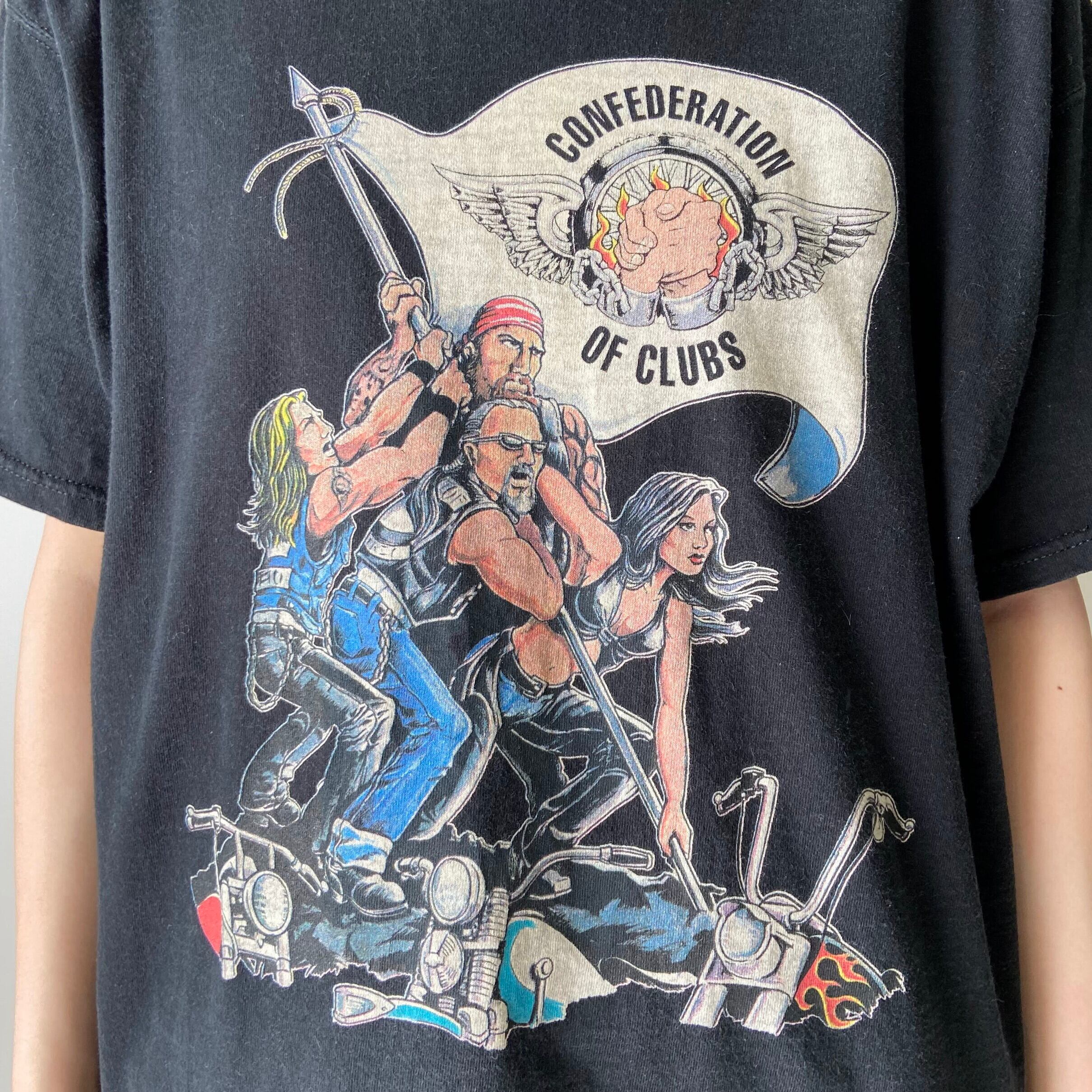 Confederation of Clubs” バイカー プリントTシャツ メンズL
