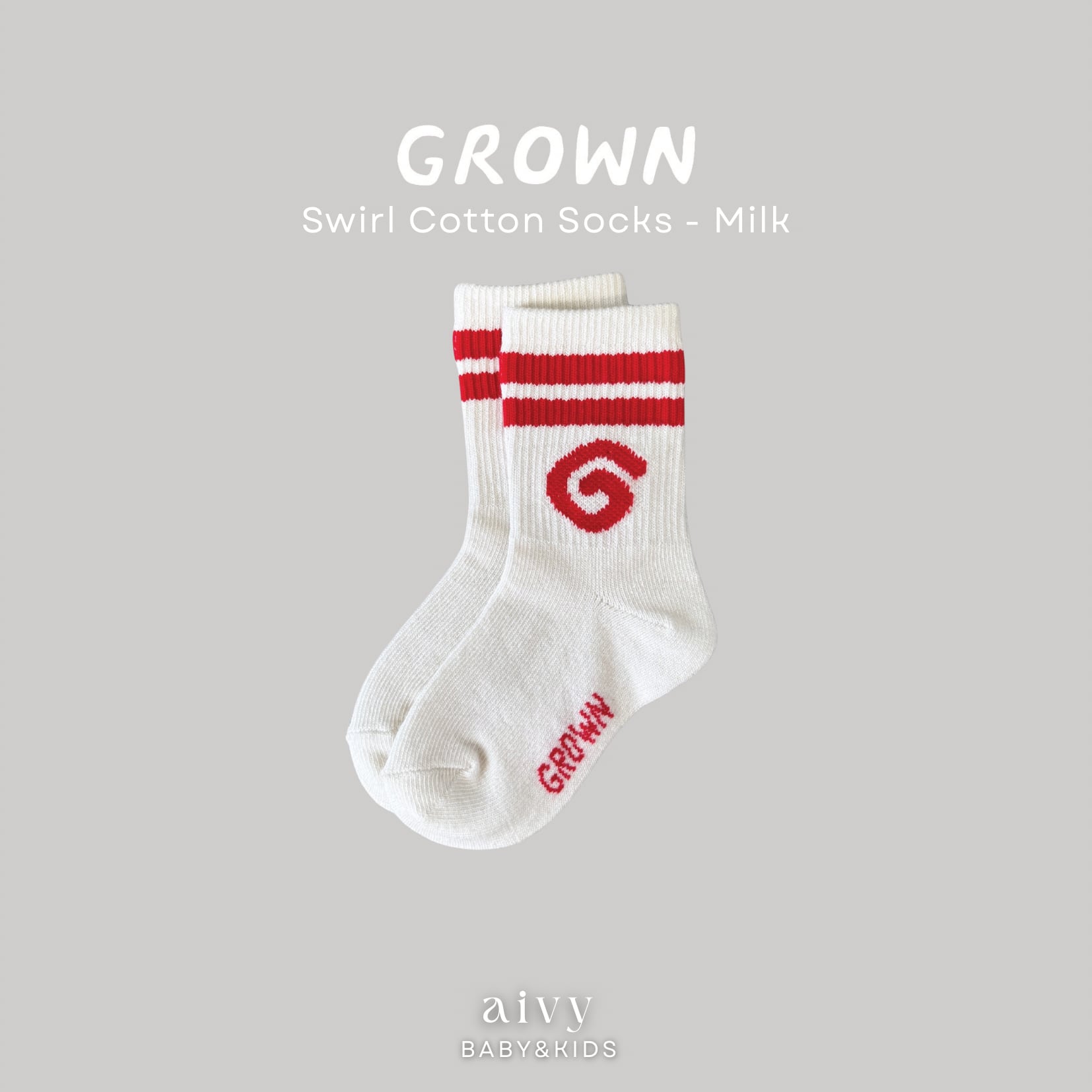 【即納/送料無料】Grown / Swirl Cotton Socks - Milk
