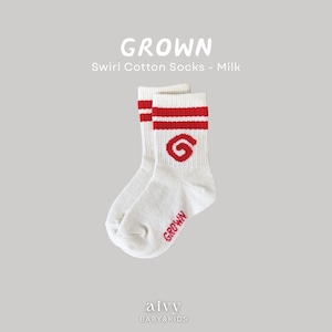 【即納/送料無料】Grown / Swirl Cotton Socks - Milk