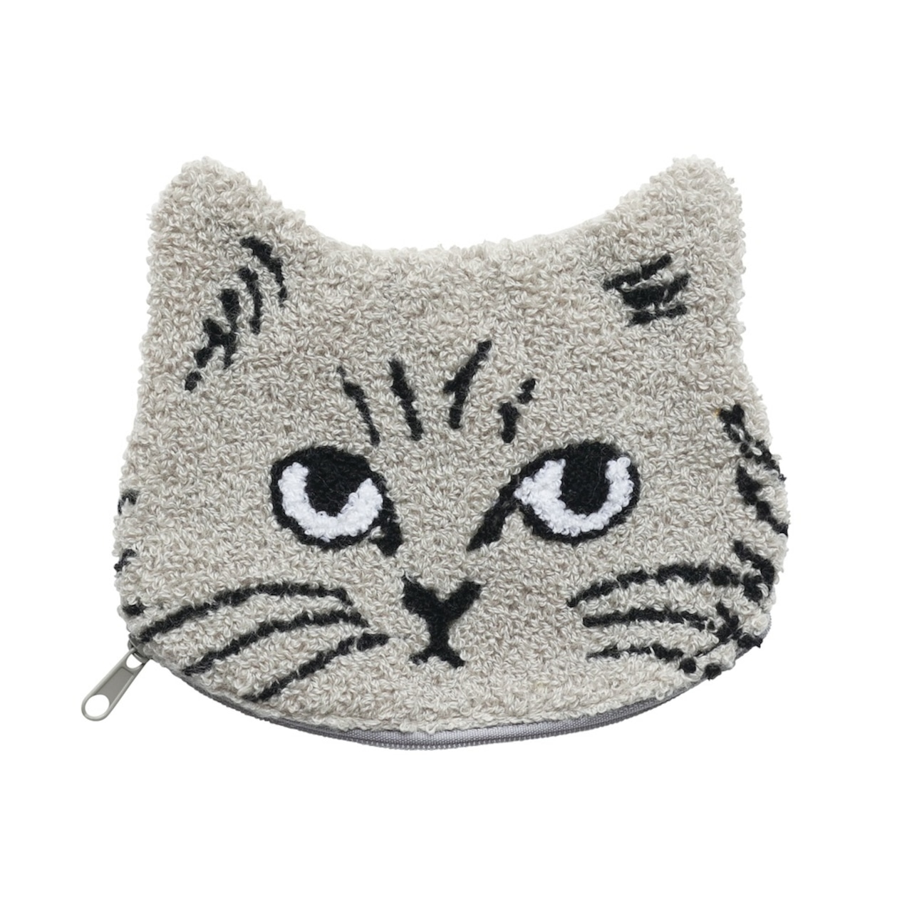 Matsuo Miyuki cat moco pouch Chloe ふわふわ刺繡ポーチ グレイ