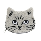 Matsuo Miyuki cat moco pouch Chloe ふわふわ刺繡ポーチ グレイ