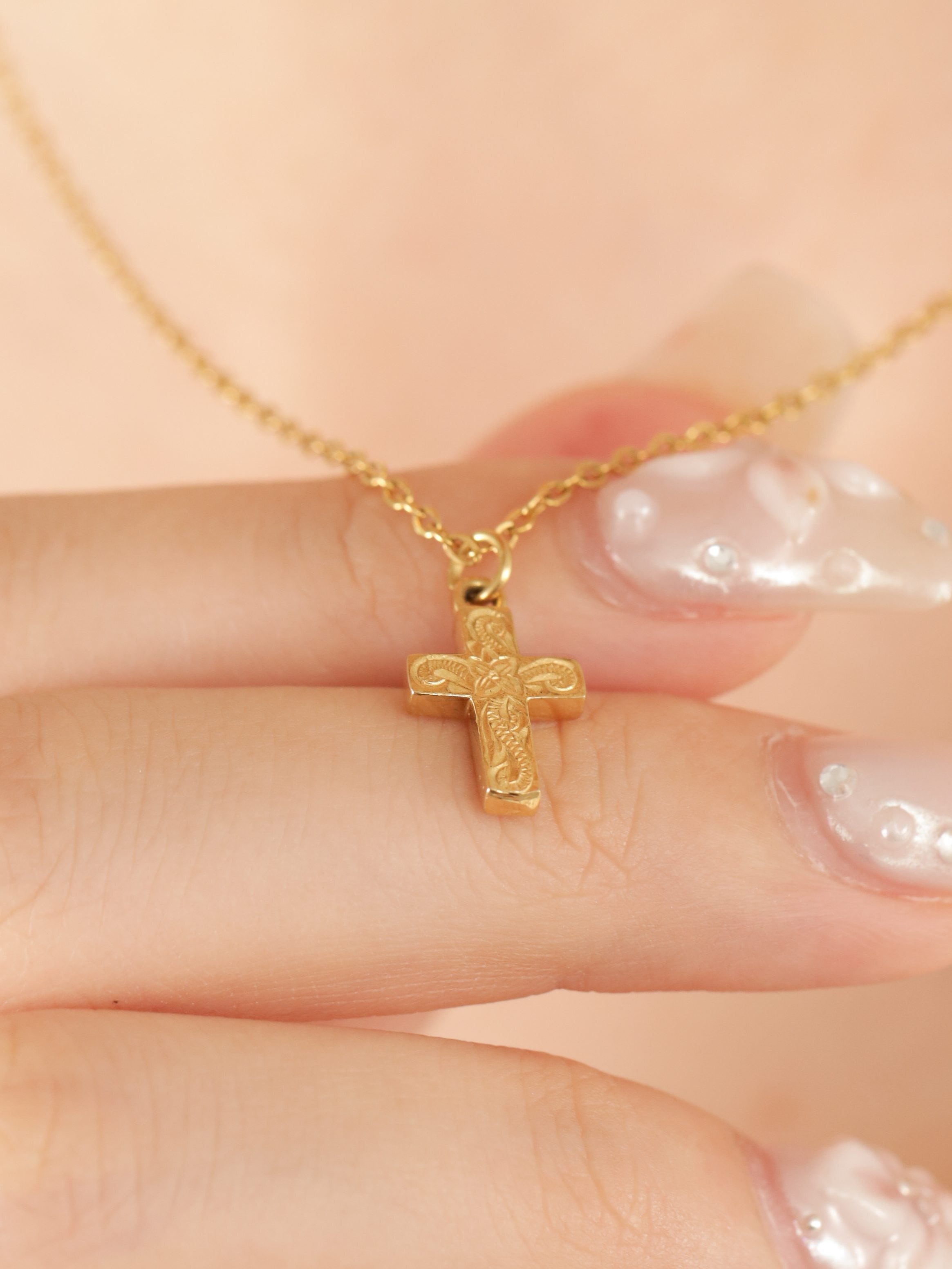 316L hawaiian petit cross necklace #n61