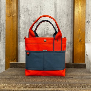 当店人気No.1.▽Bi Color Tote "M"【スカーレット×ブルーグレー】