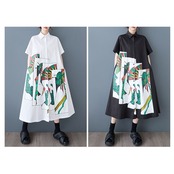 アート柄 シャツワンピース  30077