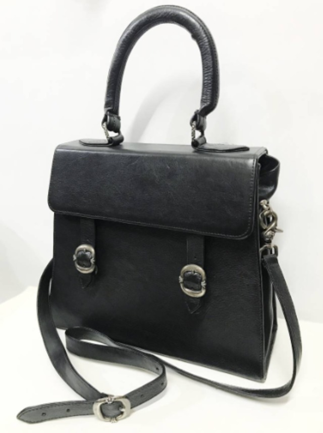 CHROME HEARTS クロムハーツ 2WAY レザー ケリーバッグ ハンドバッグ ショルダーバッグ 黒