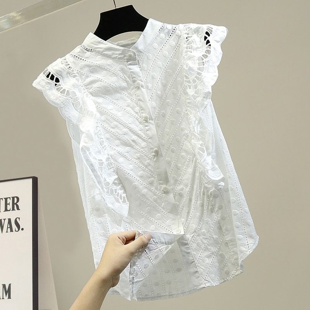 デザインレースノースリーブシャツ　23110