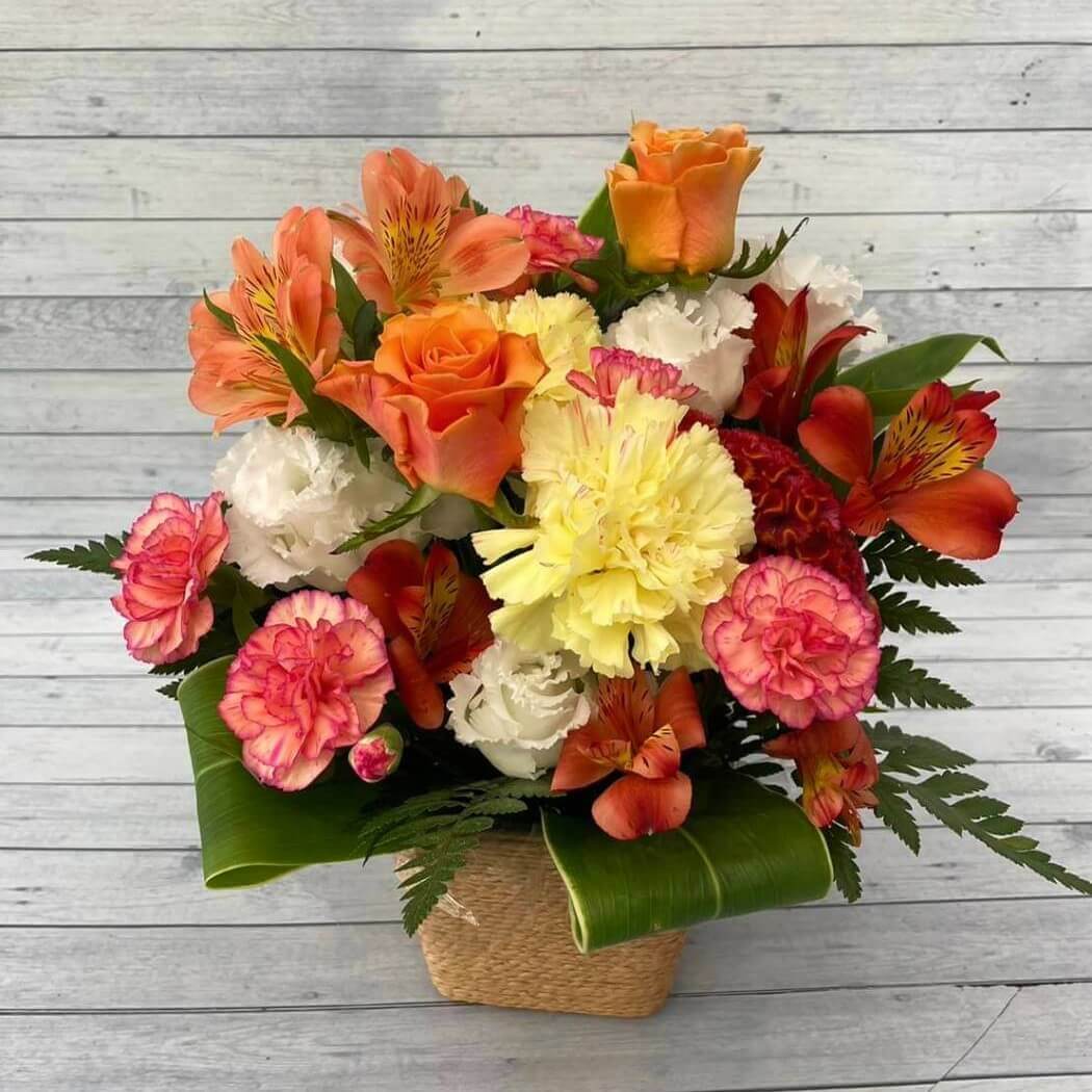 秋色で装うオータムアレンジ 特大サイズ 暖色系で気持ちを贈る