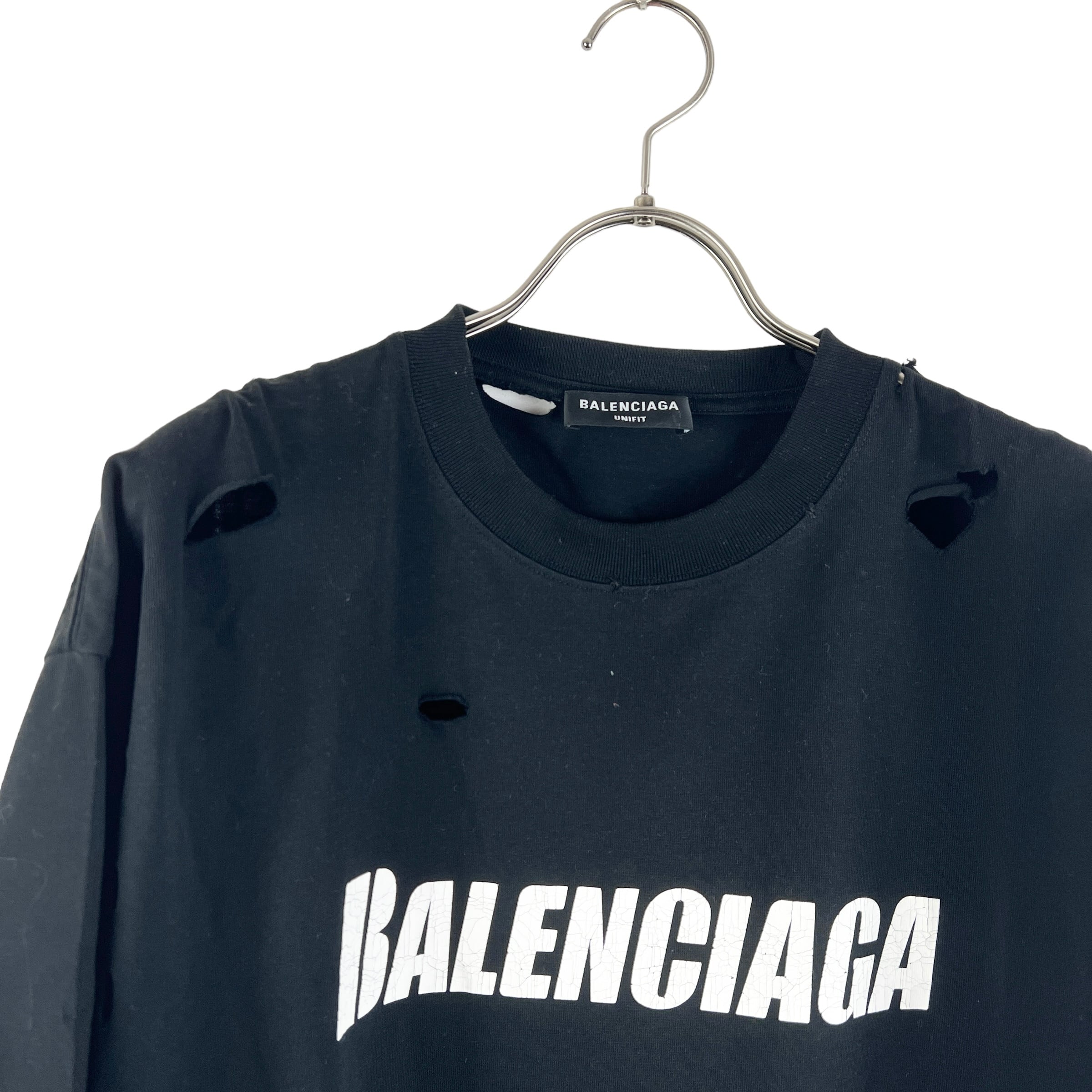 Balenciaga(バレンシアガ) Damage Design Shortsleeve T Shirt (black 