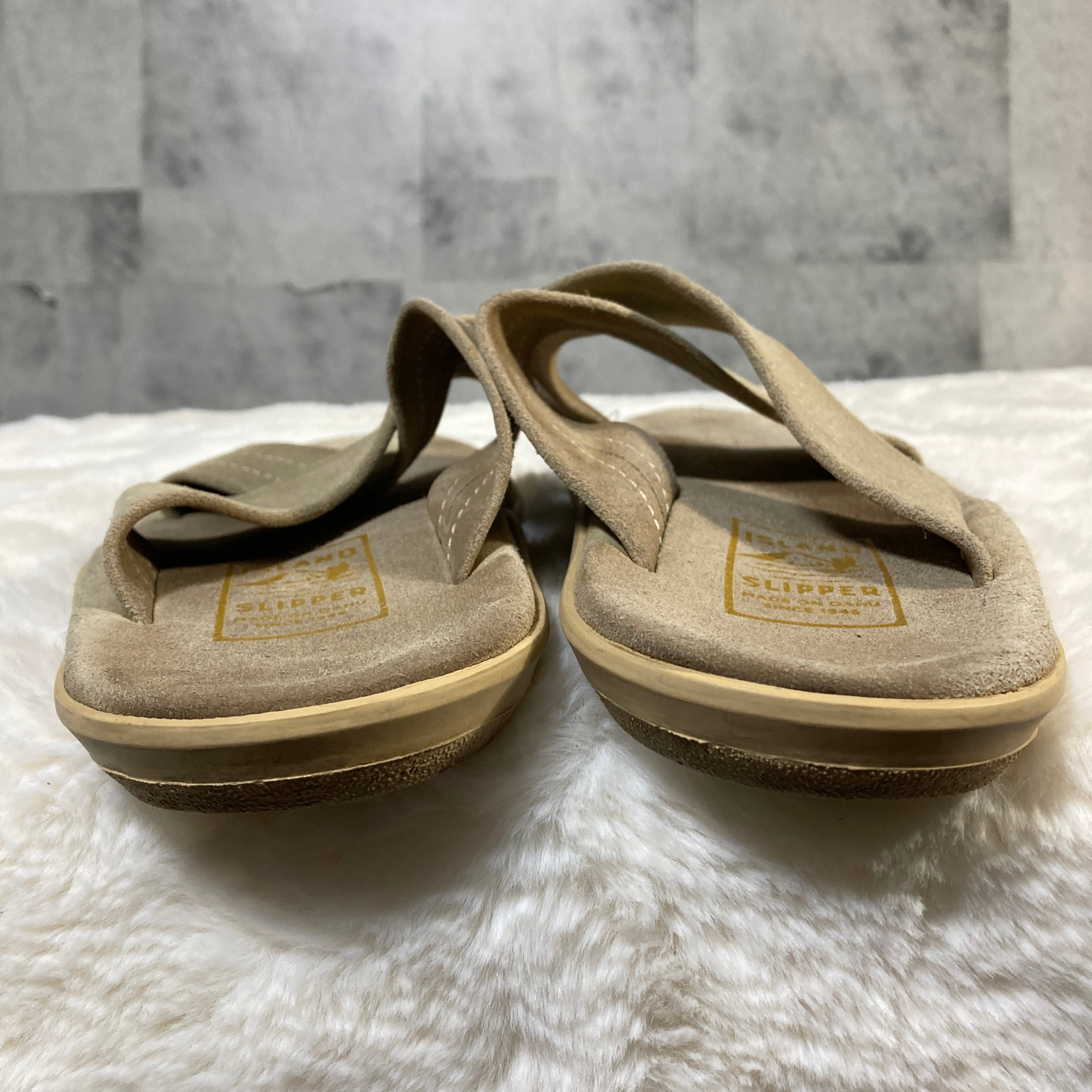 美品　アイランドスリッパ　 SLIPPER 9 ベージュ スエード ハワイ製 ISLAND SLIPPER アイランド スリッパ スエードレザー クロス