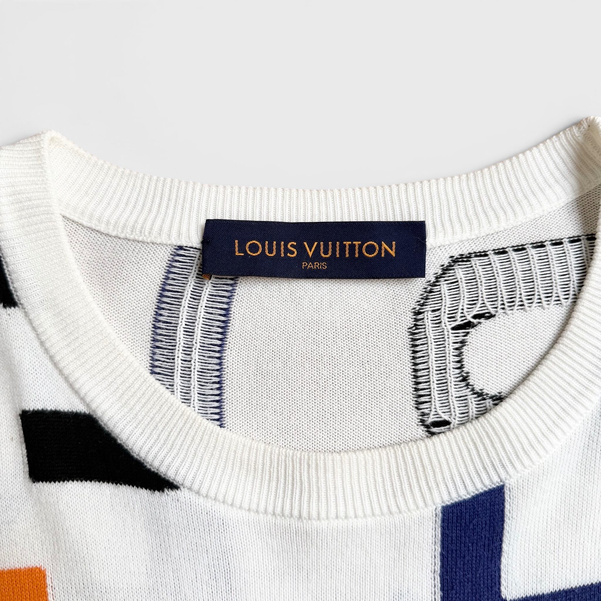 LOUIS VUITTON エレクトリック インターシャ ニット Tシャツ ホワイト
