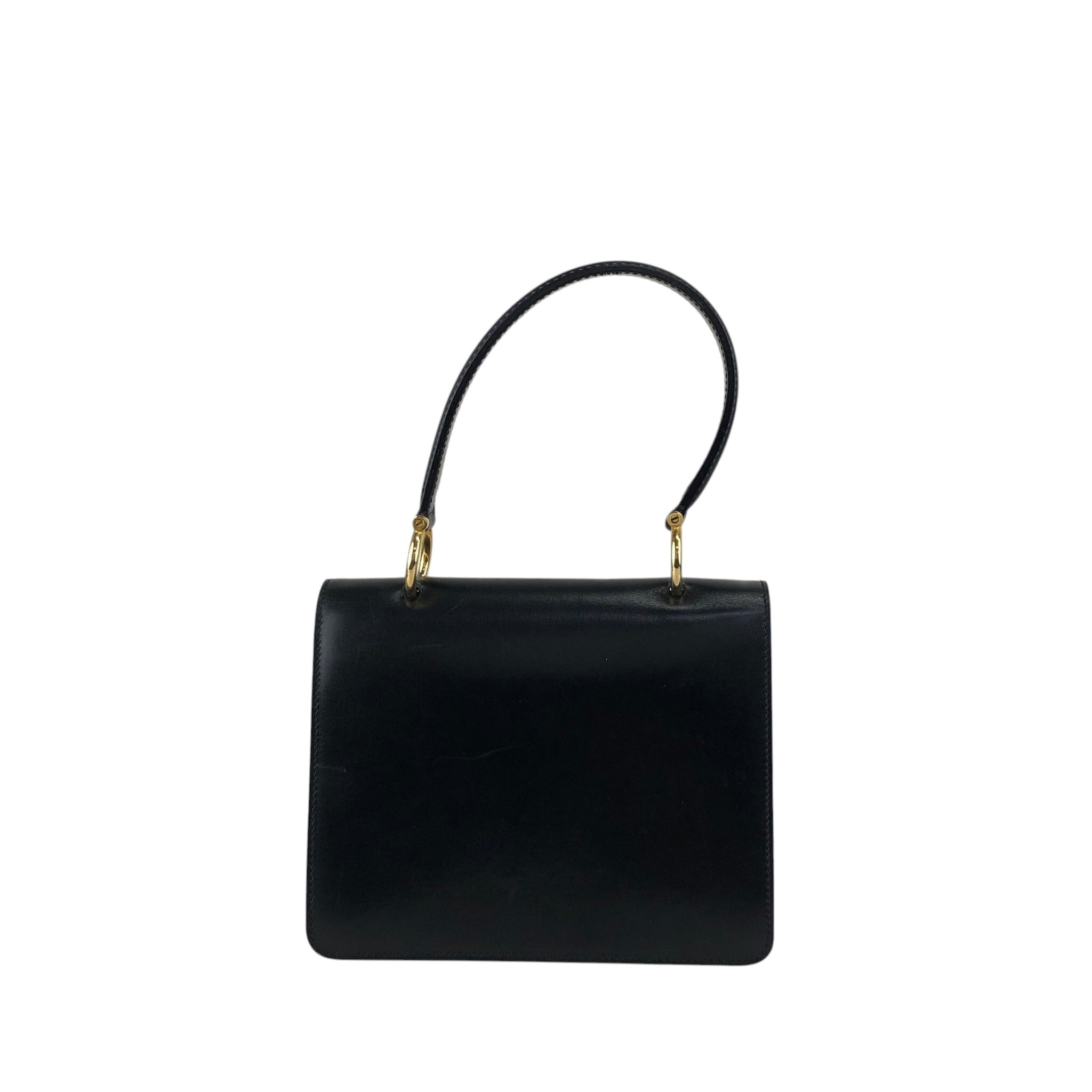 CELINE セリーヌ ハンドバッグ ブラック ガンチーニ レザー vintage