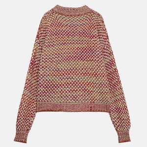 colorful contrast knit cardigan　J00237