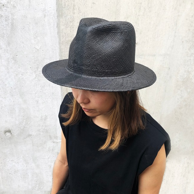 Panama FEDORA HAT × LINE  ブラック パナマ フェドラハット  帽子 HAT