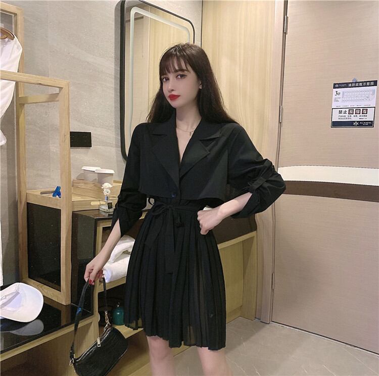 注目すべきアイテム!シンプル トレンチコート ギャザリング フェイク2ピース オシャレ