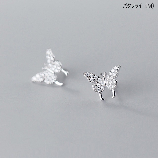 クリスタルバタフライ スタッドピアス（M）【eg60】