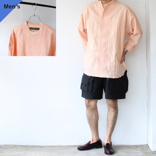 HAVERSACK リネンワッシャーアシンメトリーバンドカラーシャツ Linen Washer Asymmetry Shirt　（Orange）